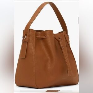 Matt & Nat Brown Bucket Bag- Shoulder Straps for Crossbody or Hand Held Strap